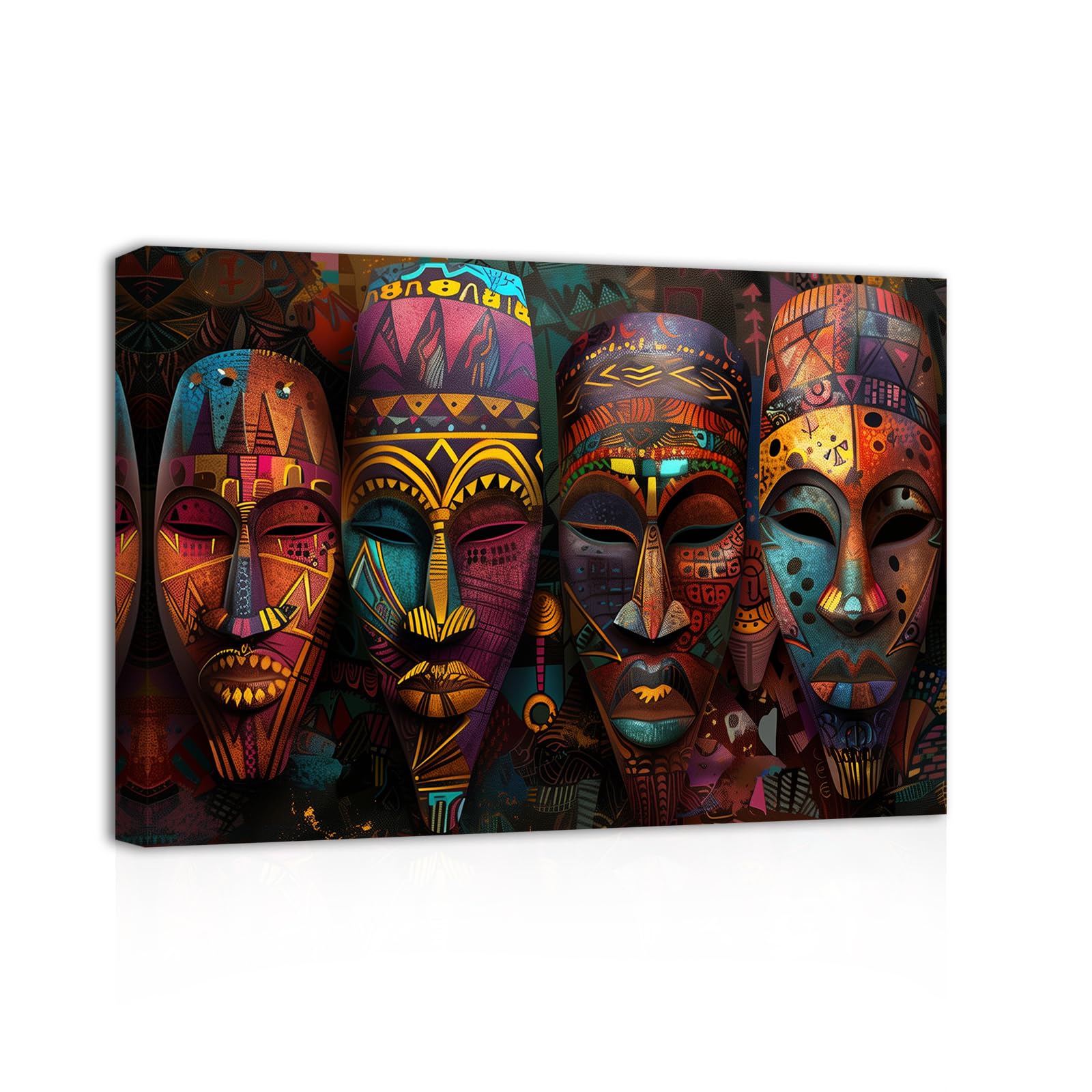 SWQYLB African Mask Wall Art Vintage Traditional Tribal Ethnic Mask Pictures Prints Abstract Africa 