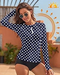 WOWENY Women Rash Guard Long Sleeve Swimsuit Top