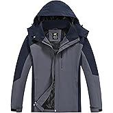 YuKaiChen Mens Rain Jacket Waterproof with Hooded Hiking Coat Lightweight Windbreaker