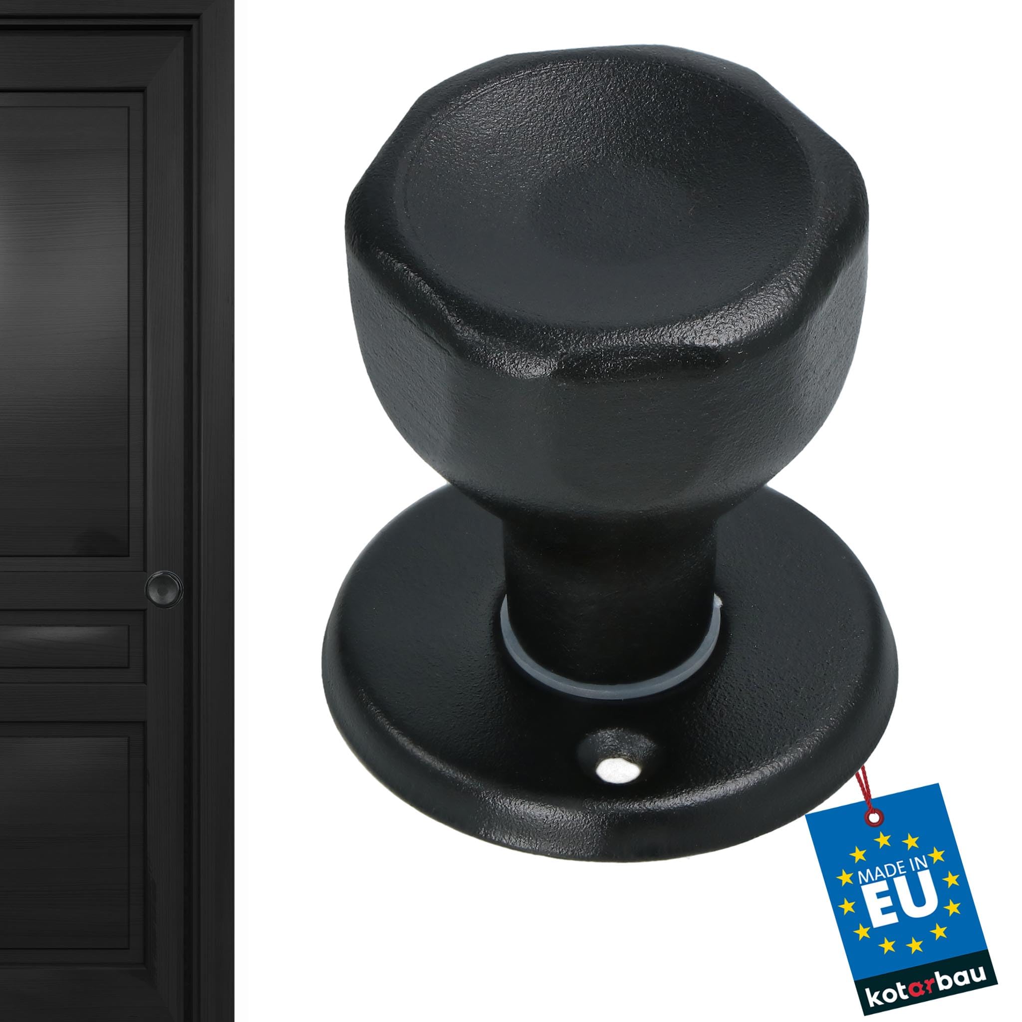 KOTARBAU® Door Knob Rotatable 5 Colours Door Fitting Door Handle Steel Lacquered Ball Knob Door Knob Turn Knob Door Gate Handle Pack of 1 Robust Top (Black)