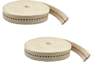 LIGHT OF MINE "LET IT SHINE" Light of Mine - 1/2" Inch 6' Foot, 100% Cotton Flat Wick - 2 Pack, for Paraffin Oil, Kerosene Based Lanterns, and Oil Lamps with Genuine Red Stitch (1/2" - 6' Roll, 2 Pack)