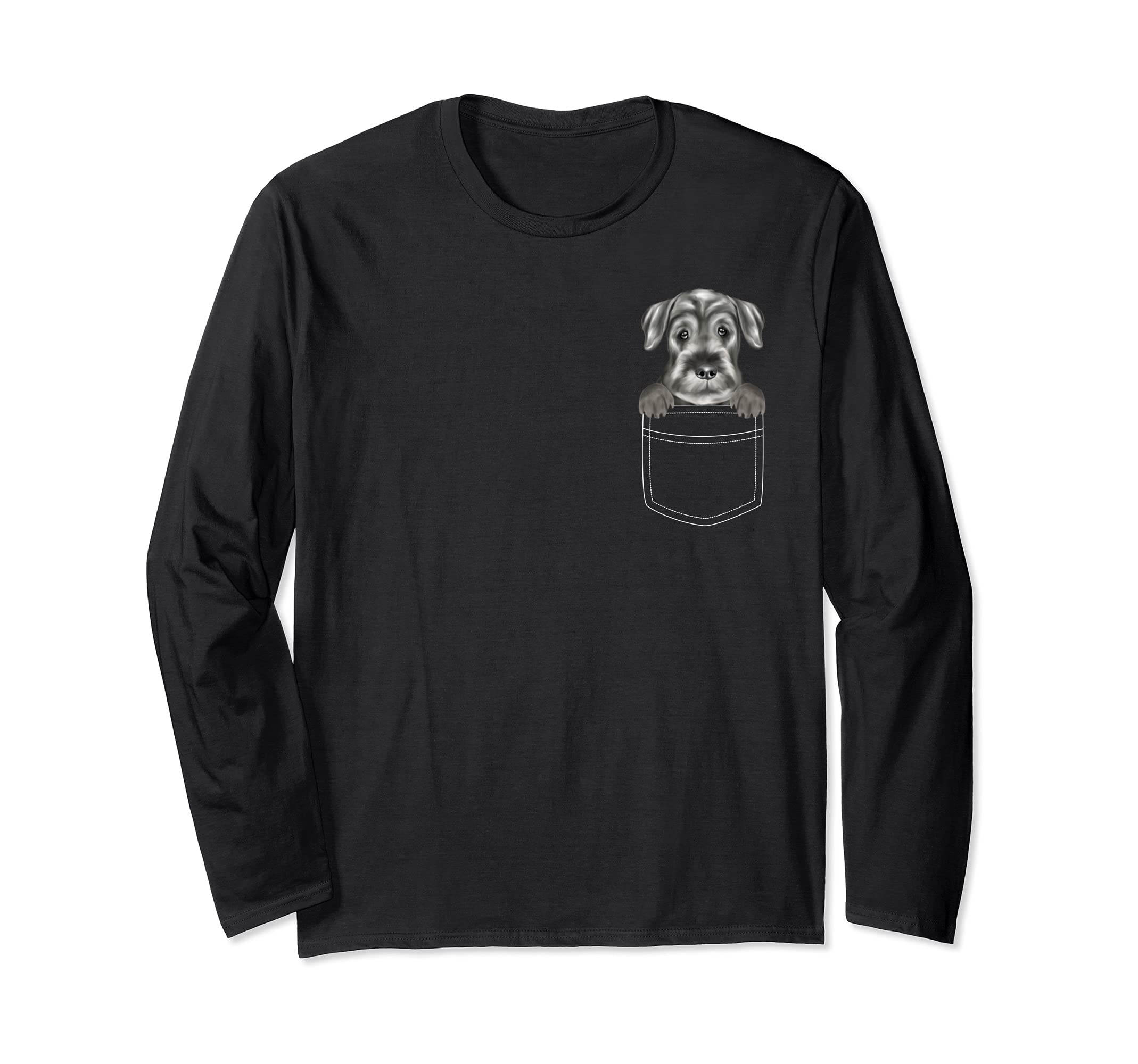 Standard Schnauzer Dog In Pocket Funny Dog Lover Long Sleeve T-Shirt