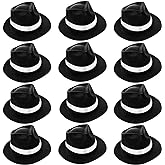 Sureio 12 Pieces Gangster Hat, Plastic Gentlemen Hats, Gangster Costume Hats for Men Women 1920s Party