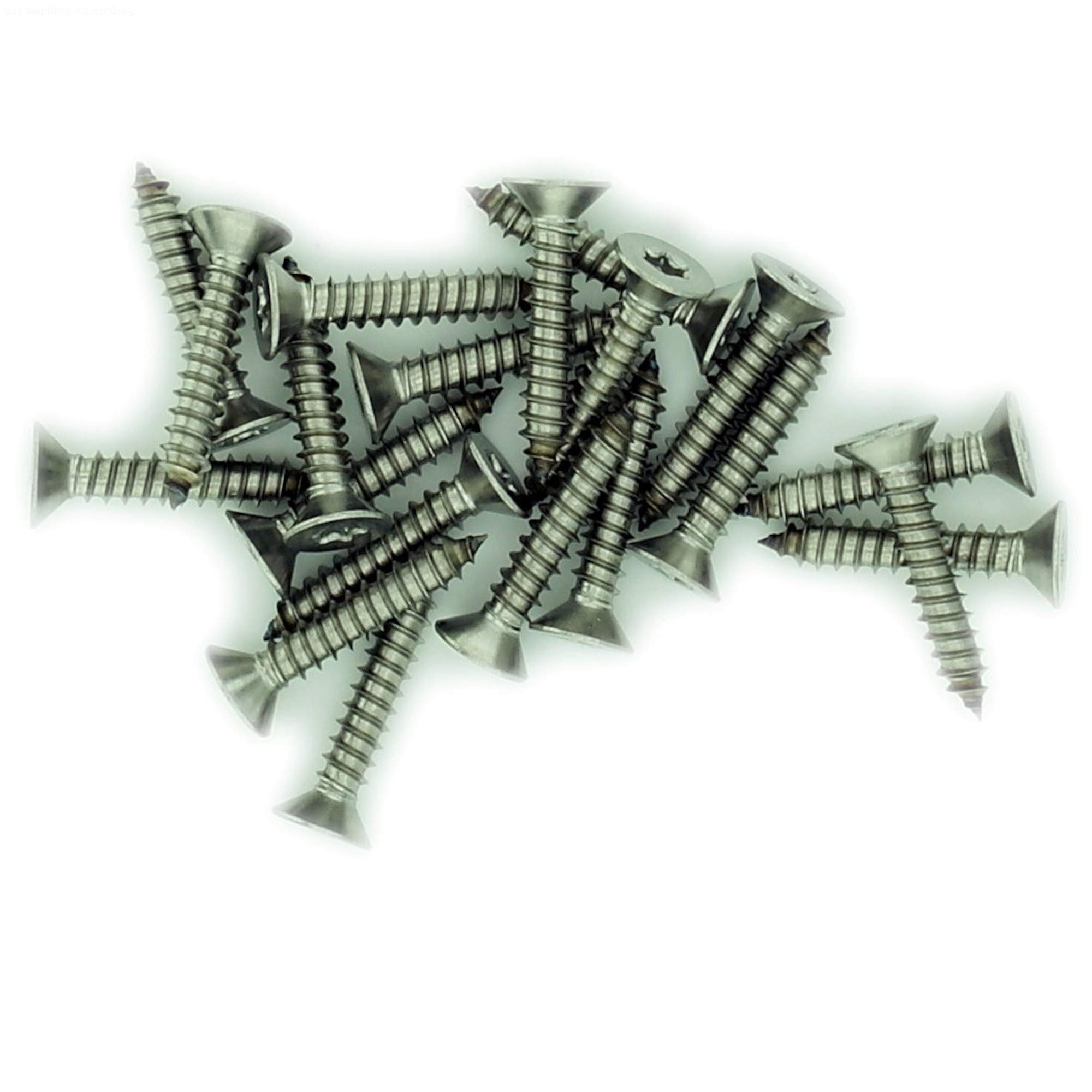 No.10 x 1.25 (4.8mm x 32mm) TX Countersunk Self-Tapping Screw - Stainless Steel (A2) (Pack of 20)