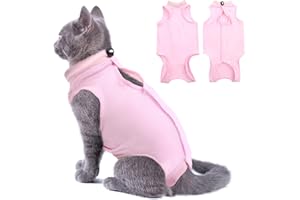SUNFURA Cat Recovery Suit, Cat Onesie for Cats After Surgery, Breathable Cat Surgical Spay Suit for Abdominal Wounds Skin Diseases, E-Collar Alternative Cat Surgery Shirt Anti Licking, Pink S