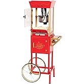 Nostalgia Popcorn Maker Machine - Professional Cart With 8 Oz Kettle Makes Up to 32 Cups - Vintage Popcorn Machine Movie Theater Style - Red