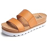 Ustogi Flatform Platform Sandals Women Arch Support Beach Slides Orthotic Summer Causal Cork Footbed Adjustable Lightweight Thick Sole Comfortable Fashion Slip on Cushion Cute 2 Strap