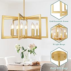 Bairth 8-Light Gold Chandelier, Farmhouse Dining