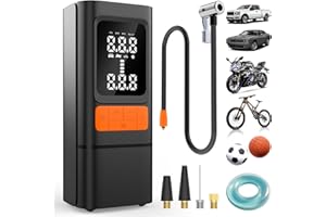 Tire Inflator, Portable Air Pump, 150PSI Air Compressor with LED Light, 6X Faster Air Pump with Digital Tire Pressure Gauge, 