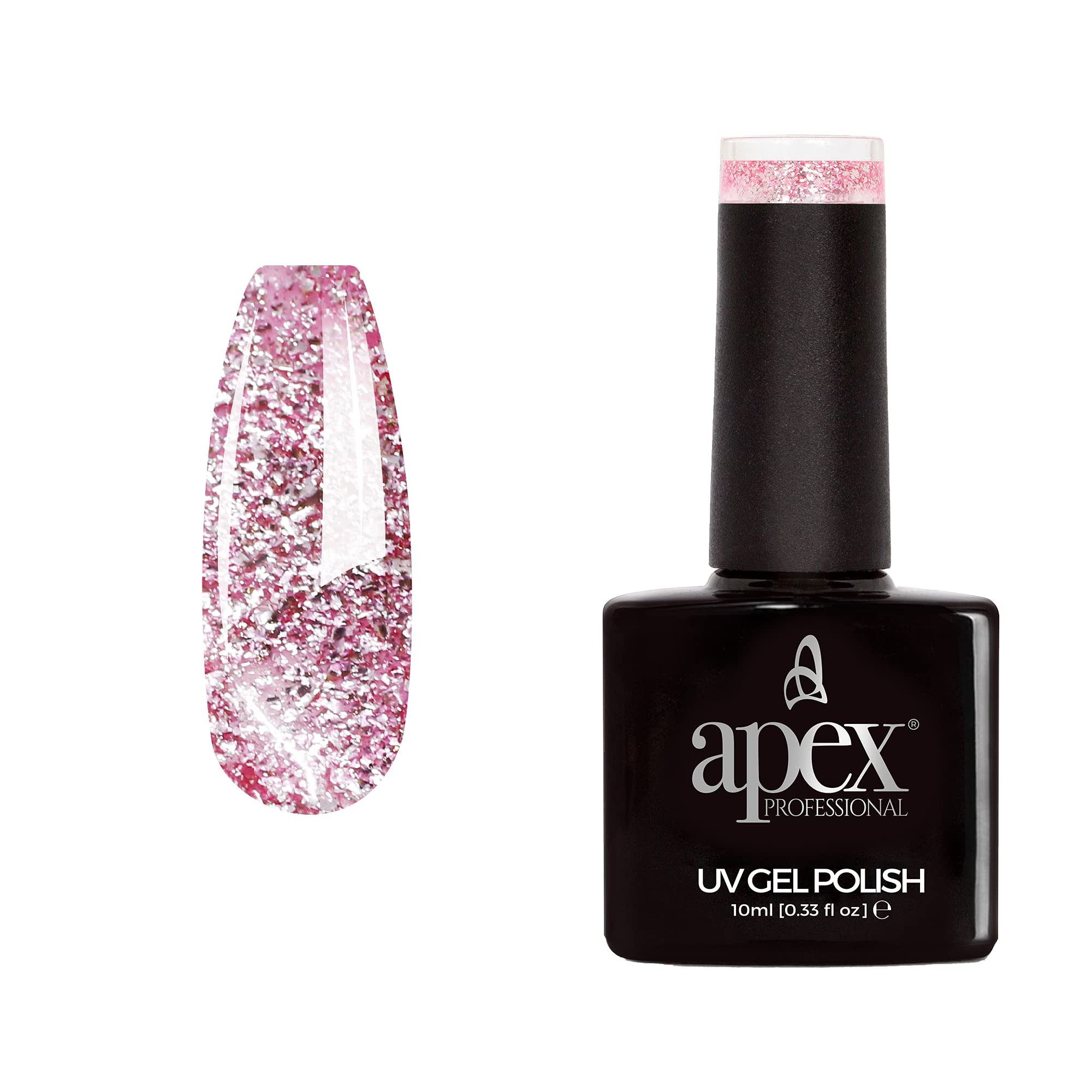 Apex® Professional Glitter Gel Nail Polish, Pinky Star [G-08], Essentials Range, UV CFL/LED Soak-Off Gel Polish, 10ml