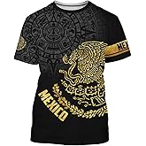 Mexico Shirt Short Sleeves Graphic Funny Tee Mexico Eagle Printed Mexican Crewneck Casual Tops