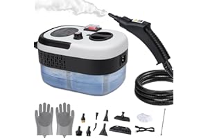 FANCYMOUSE Steam Cleaner, 6-Level Adjustable Handheld Steamer Cleaning,1500W Steam Cleaner for Home, 15s Heat-Up, Portable Steamer for Cleaning Car, 40.58oz Tank, 10 Pcs Accessories for Grout, Couch, Furniture