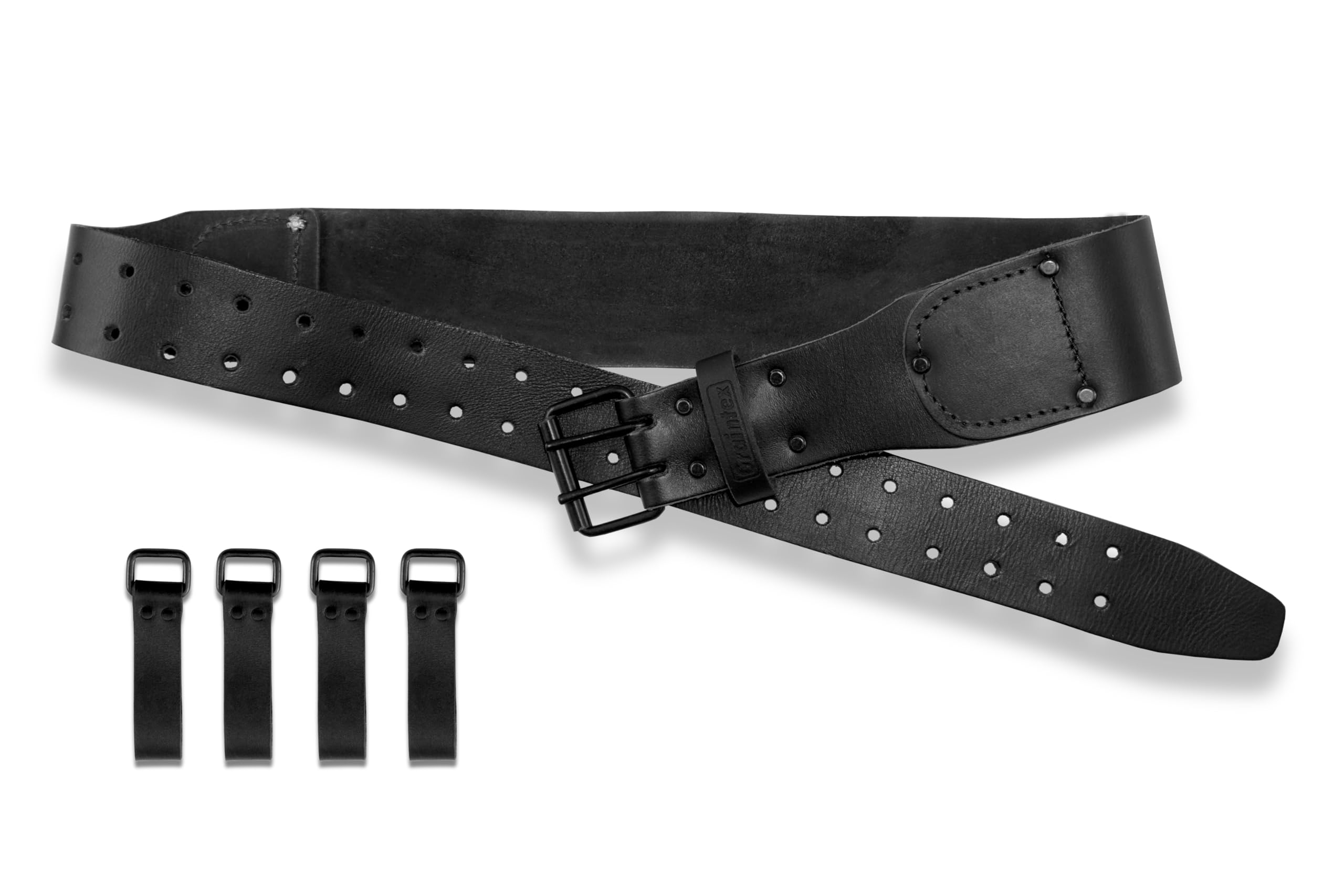 Graintex LB2084 2.3/4” Top Grain Leather Belt With 4 Suspender Hooks Black Color for Framers, Constructors, Carpenters, Plumbers