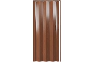TECHNI HOME 48" W Premium Foldable Accordion Doors, Double Walled Heavy Duty Folding Doors for Interior, Privacy Room Divider, Walnut