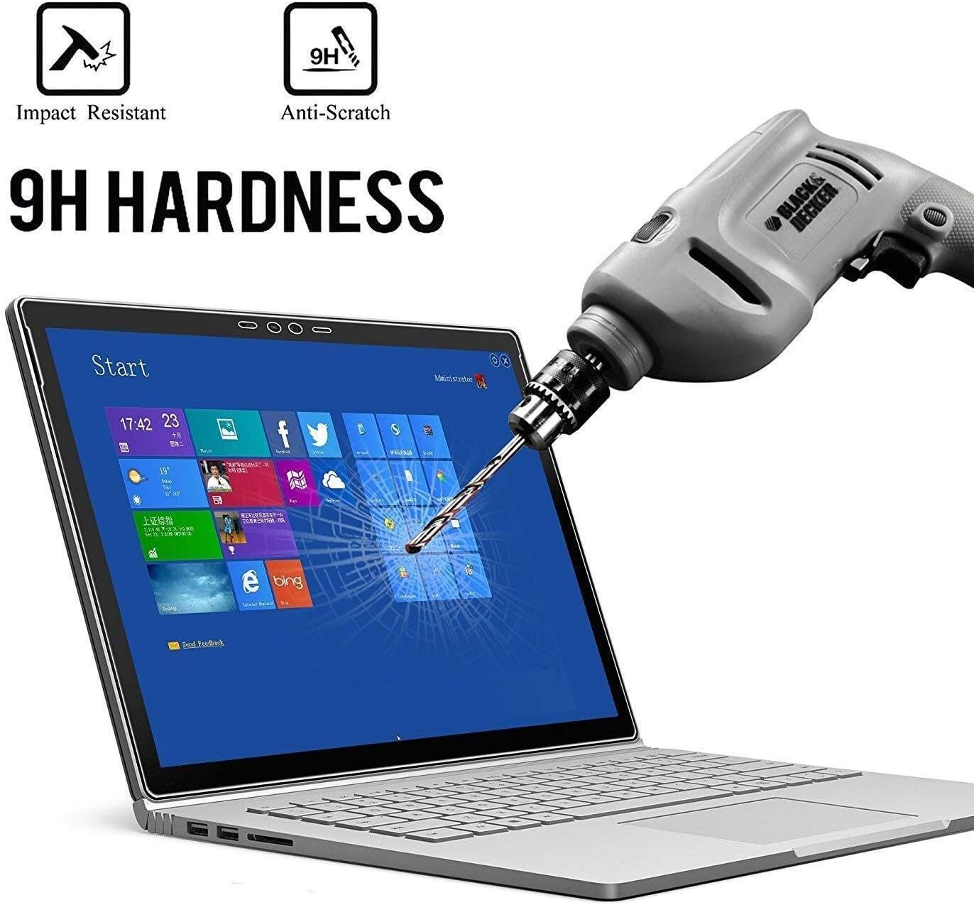 MEGOO Surface Book 1/2 (13.5 inch) Screen Protector,Tempered Glass, Easy Installation, Quick Response, Smooth Touching - Image 4