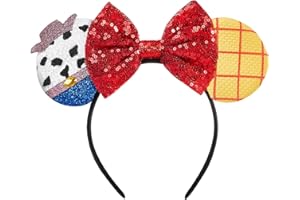 LYLIN Mouse Ears Headband, Mouse Ears with Sequin Bow for Kids Women, Sparkle Mouse Ears Hair Accessories for Birthday Partie