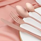 BEWOS 16-Piece Rose Gold Matte Cutlery Set Service for 4 Stainless Steel view 3