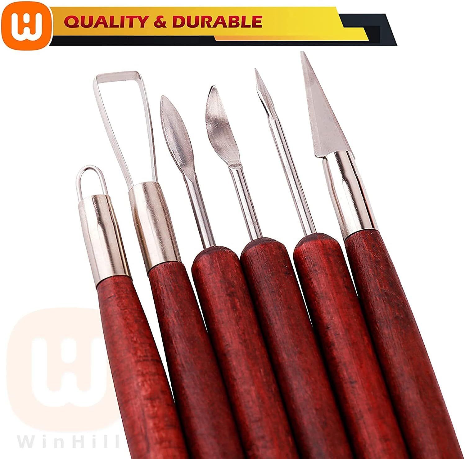 Clay Pottery Tools, 6- Piece Sculpting Modeling Tool Kit Double-Sided, Sculpture Carving Set with Wooden Handles for Ceramics Making Molding and Smoothing