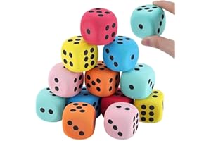 CRAFTYMELODY 12Pcs S Colors Big Foam Dice Set Colorful Jumbo Foam Dice Soft 6 Sided Floral Squeeze Game Dices Cubes with Numb