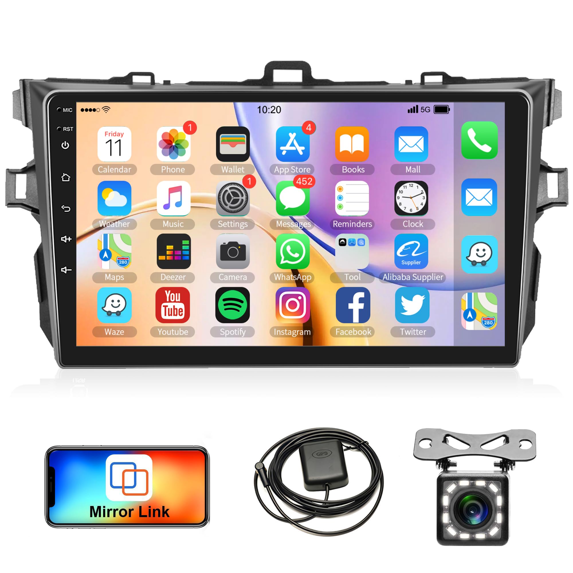 Photo 1 of Car Radio for Toyota Corolla 2009-2013, Rimoody Car Stereo Android 13 GPS Navigation WiFi 9'' Touch Screen Mirror Link Bluetooth FM/RDS USB EQ+ Backup Camera