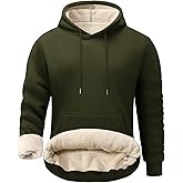 Flygo Men's Casual Fleece Sherpa Lined Hoodie Winter Warm Pullover Hooded Sweatshirt