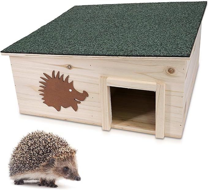 Navaris Wooden Hedgehog House Protective Hedgehog Shelter Box for