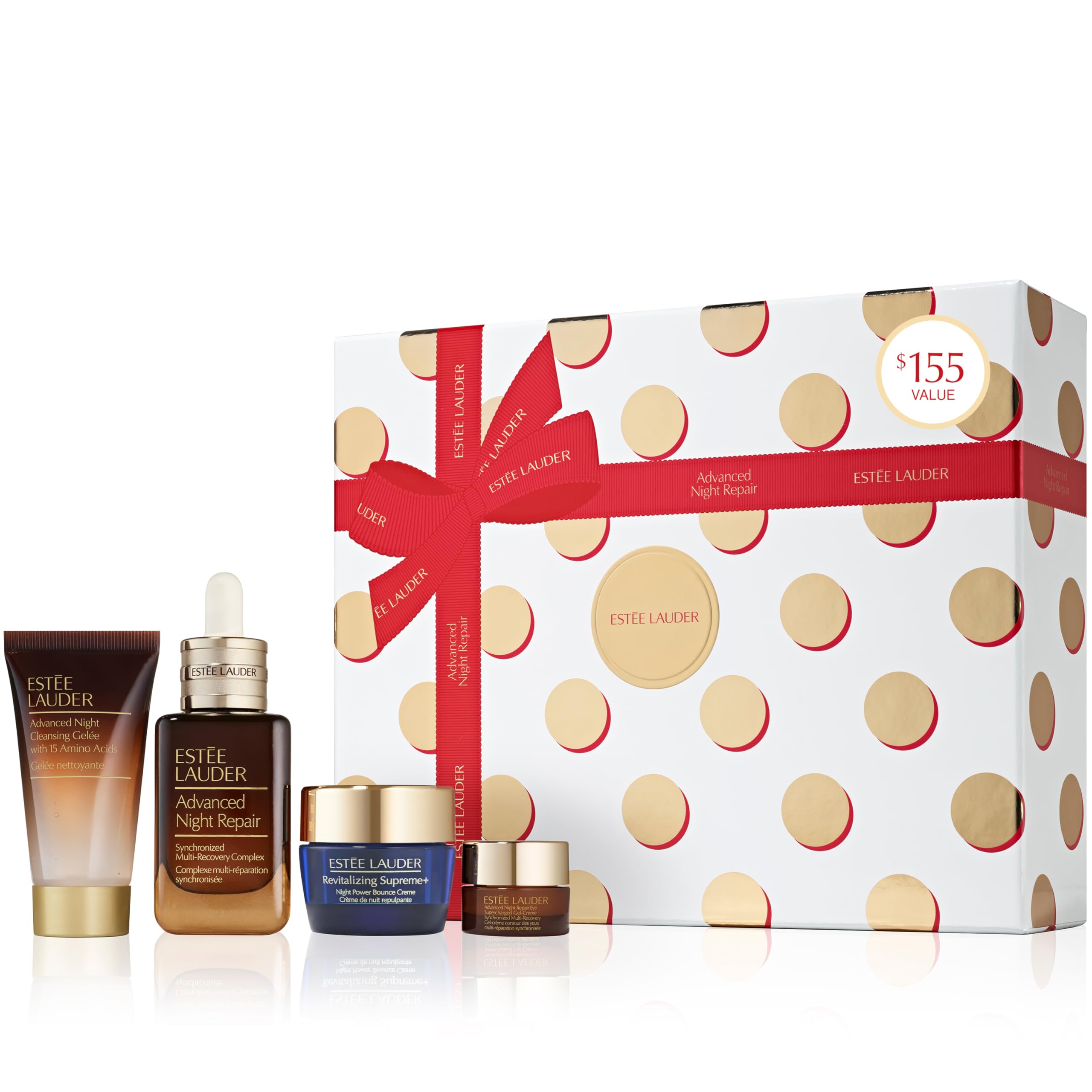Estée Lauder Advanced Night Repair 4-Piece Holiday Skincare Gift Set | The Lift + Glow Routine | Includes Full-Size Face Serum 1.7 Fl Oz + Cleanser 1 Ounce, Eye Cream 0.17 Ounce, Moisturizer 0.5 Ounce Image
