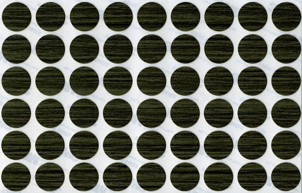 KwikCaps® PVC Brown Grey AVOLA Self Adhesive Screw Cover Caps. Nail & Cam. 20mm Single Sheet of 54