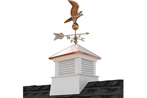 GOOD DIRECTIONS Manchester Vinyl Cupola with Eagle Weathervane, Perfect Size for a Small Shed, 18” square x 46” high, Pure Copper Roof