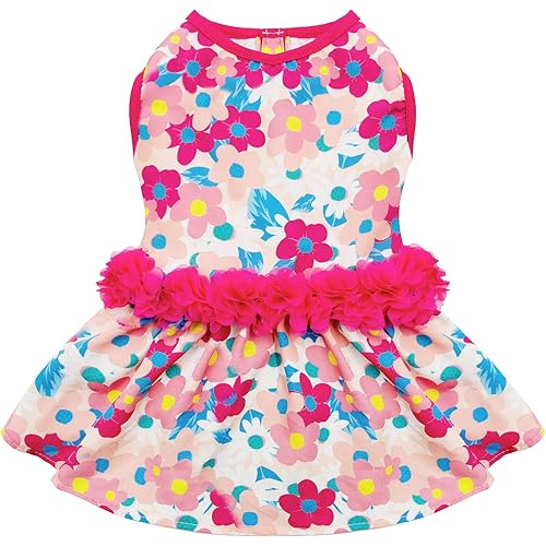 kyeese Dogs Dresses Floral with Flowers Decor Eelgant Princess Dog Dress for Small Dogs Spring Summer Dog Apparel
