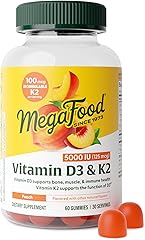 MegaFood Vitamin D3 K2 Gummies - Vitamin D 5000 IU for Bone & Immune Health Plus Support for Optimal Calcium Absorption - Pea