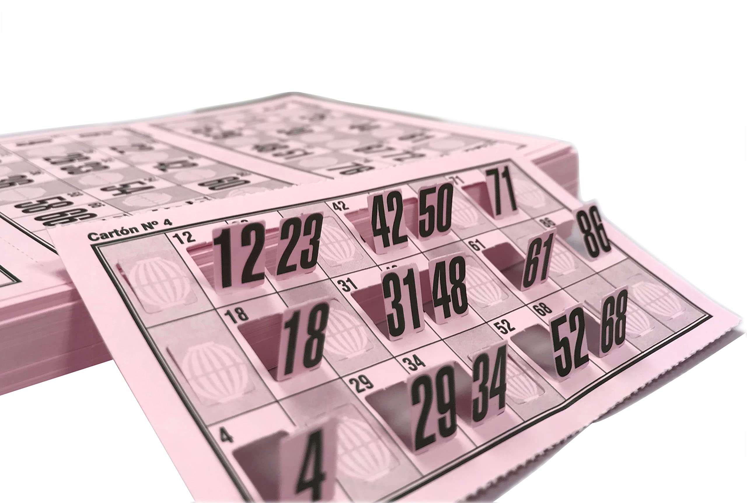 Genérico 318 90 Balls Traditional Bingo Die-Cut Number Cards (Pink)