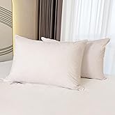 WQSPRING Goose Down Pillows Queen Size Set of 2 with 750 Fill Power, Hotel Quality Bed Pillows for Sleeping - Medium Firm Feather Pillows Ideal for Side, Back, Stomach Sleepers