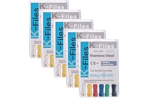 EASYTODENTA K Files Dental 25MM Root Canal Cleaner Hand Use Files 6PCS for Endodontic Treatment (5Packs #15-40)