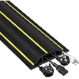 Floor Cord Cover, 6.5 ft Floor Cable Cover Heavy Duty Rubber Cable Protector 3 Channels Cable Management Extension Cord Cover Hider Concealer for Home Office Outdoor, Easy to Unroll, Black