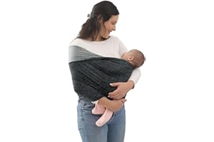 Kloovete Baby Wrap Carrier, Perfect Baby Carrier Wrap Sling for Newborn and Infant up to 35 lbs. (Heather Grey, L (XL, 2XL, 3XL of Clothing Size))