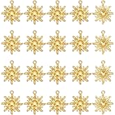 UNICRAFTALE about 60Pcs Sun Charms Tibetan Style Alloy Charms 28mm Long Metal Vintage Celestial Pendants Golden Small Sun Pendants for DIY Bracelet Necklace Jewelry Making