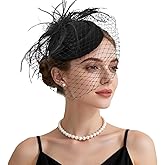 Fascinator Hat Veil Feather Fascinator Tea Party Bridal Wedding Veil Retro Hat Pillbox Derby Hats for Women
