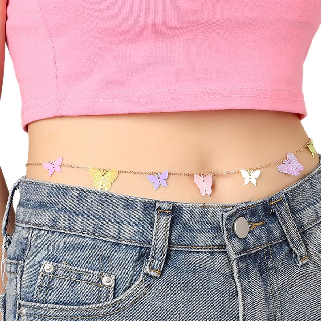 COSYOO Butterfly Waist Chain Adjustable Decorative Alloy Belly Chain