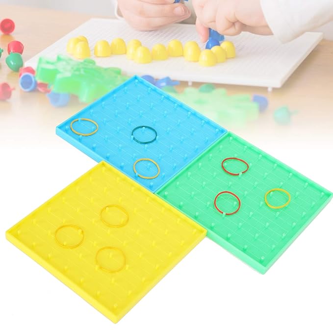 Nail Board Toy, 3Pcs Square Pegboard with Rubber Band for School for Kids for Home Amazon.in
