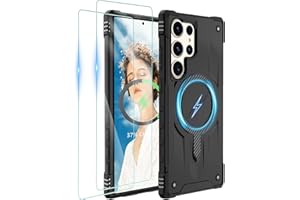 Gritup for Samsung Galaxy-S23-Ultra-Case with Magsafe, 2×Screen Protector, S23 Ultra Magnetic Phone Case Anti-Fingerprint Military Grade Shockproof Protective Cover for Galaxy S23 Ultra,Black