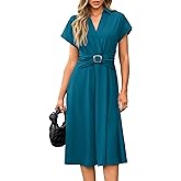Newshows Womens Wear to Work Teacher Business Casual Dress Funeral Midi Dresses Button Down Office Clothes with Pockets