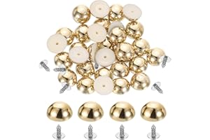 uxcell 50Pcs Round Dome Studs, 10mm Plastic Mushroom Flat Back Rivets with Nails for DIY Leather Clothing Bag Shoes Accessori