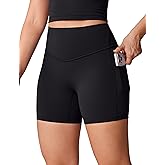 UNISSU Hugcurve No Front Seam High Waisted Biker Shorts Women with Pockets 5 Inches Tummy Control Buttery Soft Yoga Pants Gym