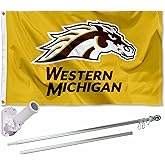 Western Michigan Broncos Flag with Pole and Bracket Holder University Set