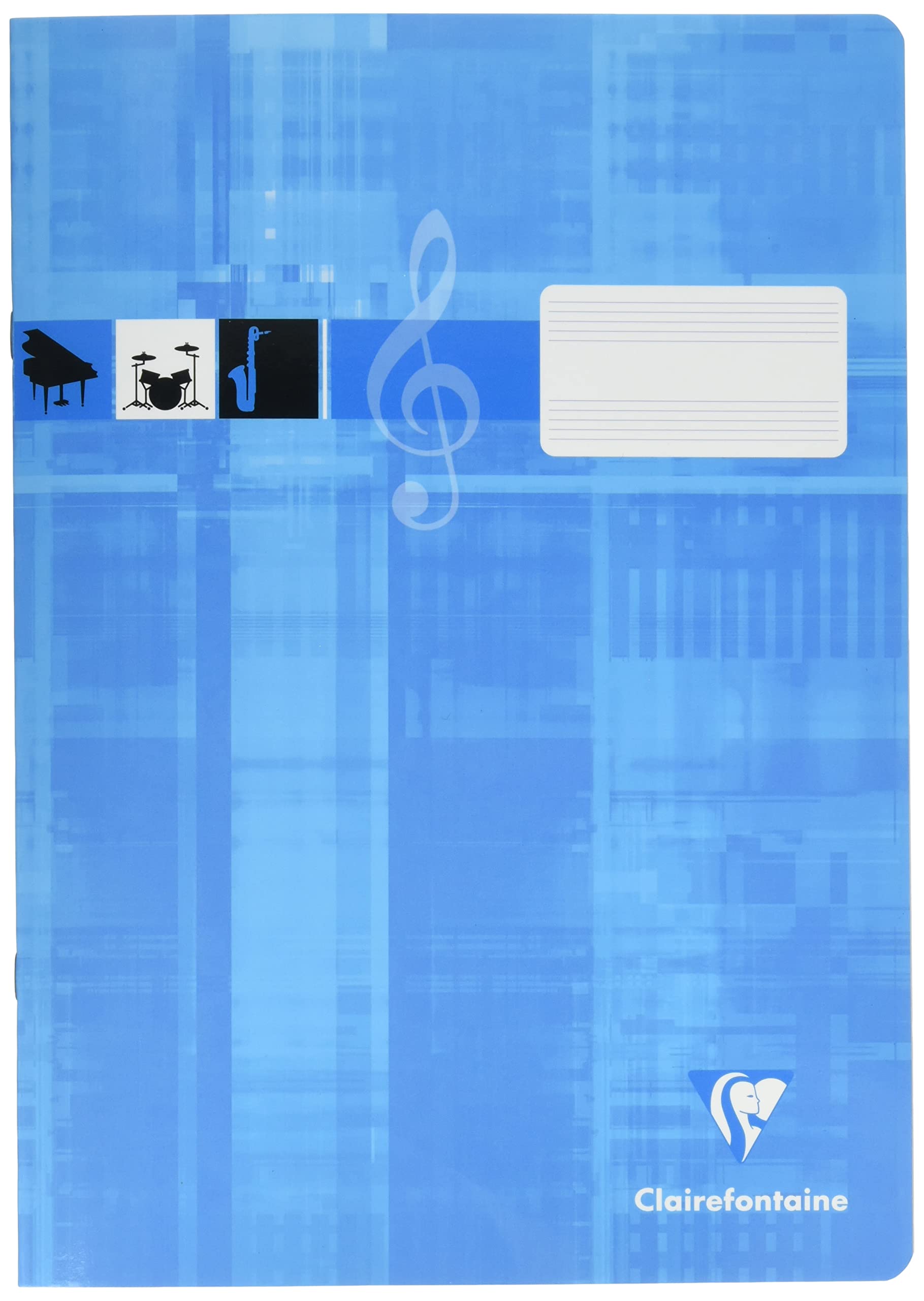 Clairefontaine 31014C - One School Notebook - Ideal for Music Lessons, DIN - Size: A4, 21 x 29.7 cm - 16 Pages with Staves - 90g - 1 Piece - Turquoise