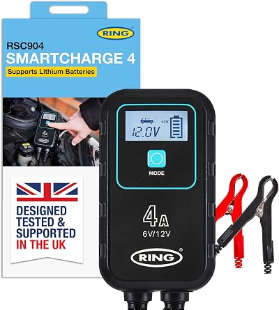 Ring SmartCharge 4A Car Charger Maintainer with Crocodile Clips