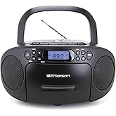 Emerson Portable CD Player Boombox with Cassette Player Combo, Tape Recorder, AM/FM Radio, AUX, Headphone Jack, Dual Speakers