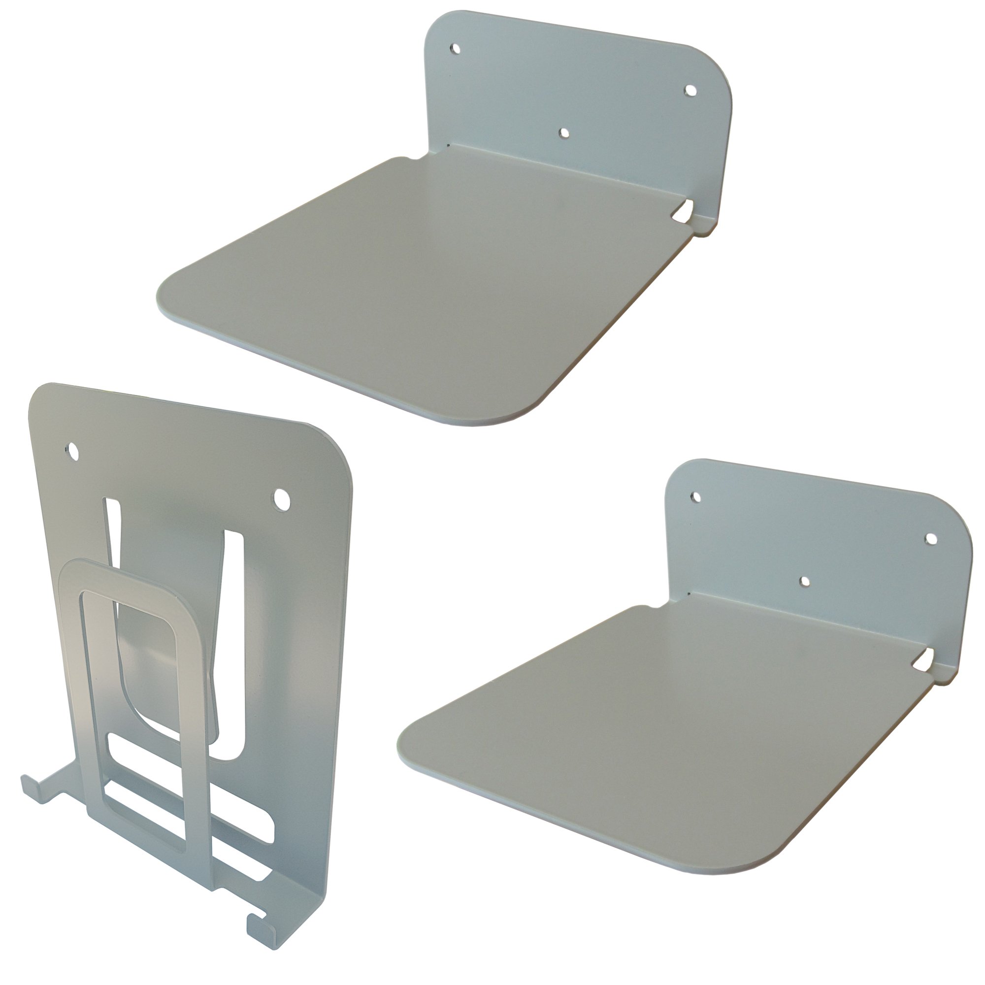 Galleksa Invisible Vertical Concealed Floating Metal Bookshelf Wall Mounted Storage for Home Room Creative Decoration Book Display Silver (2 + 1xVertical)