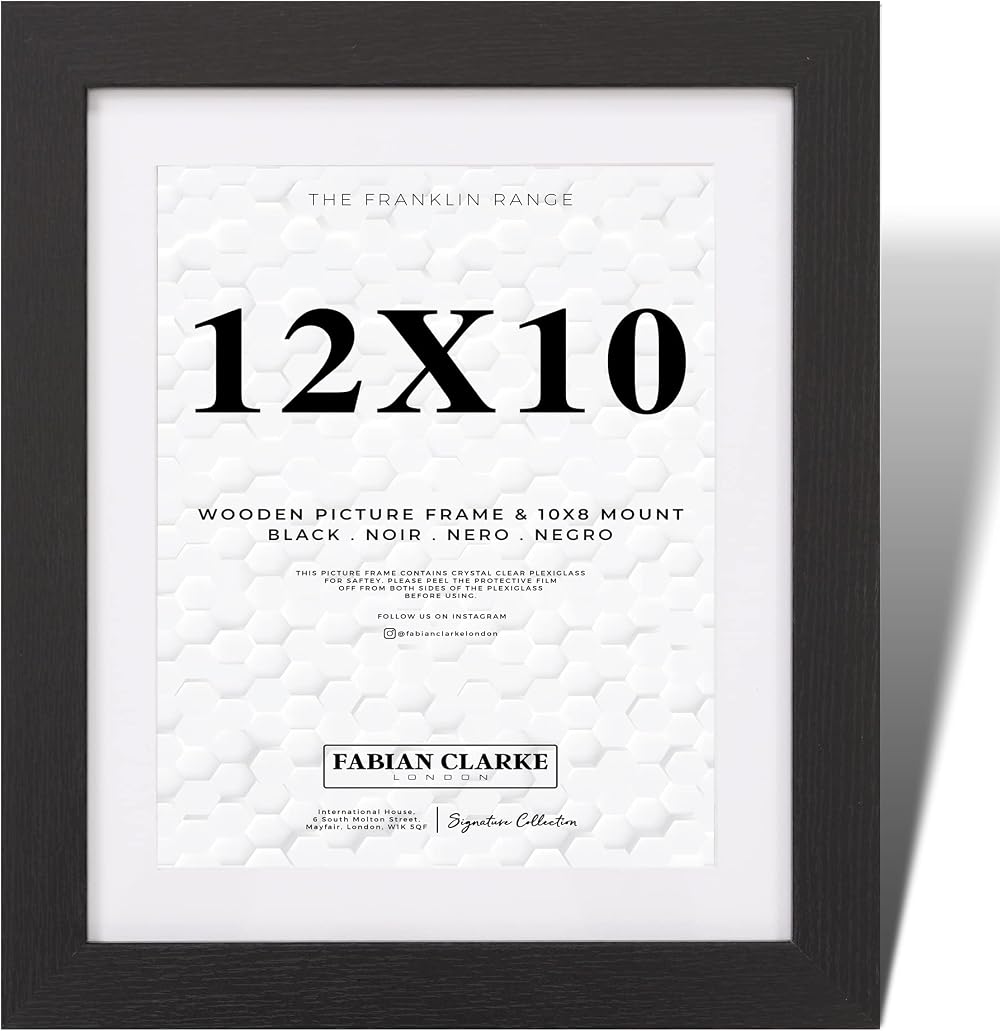 Fabian Clarke London 12x10 Modern Black Frame with White Mount 10x8